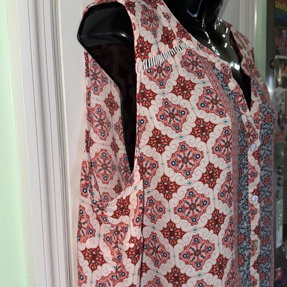 Westport 1962 Red/Pink/Blue Pattern Boho Lace Back Sleeveless Top Plus Size 2x - Picture 4 of 11